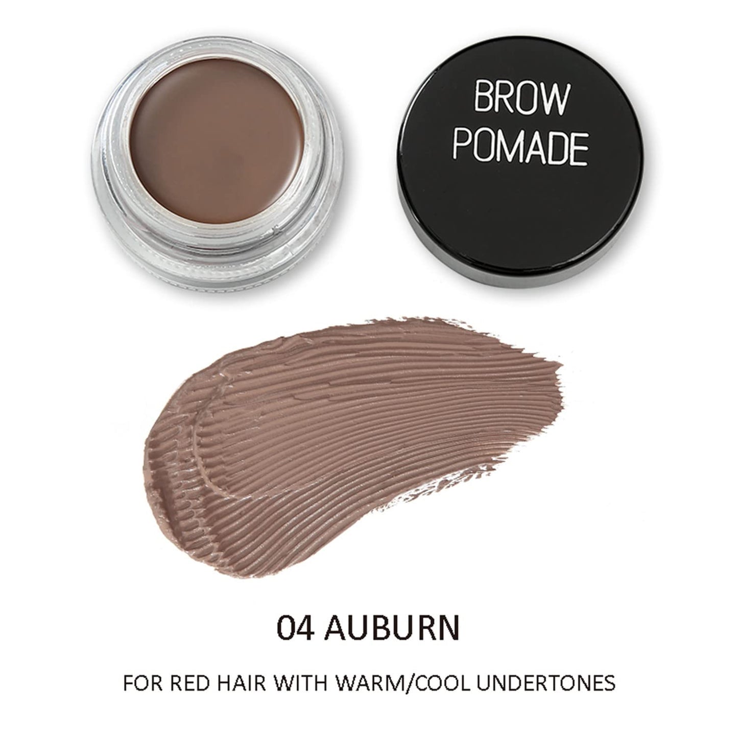 MAEPEOR Matte Eyebrow Pomade 6 Colors Creamy Smooth Full-pigmented Brow Pomade Long Lasting Waterproof Cream Brow Gel with Eyebrow Brush (Matte, 04 Auburn)