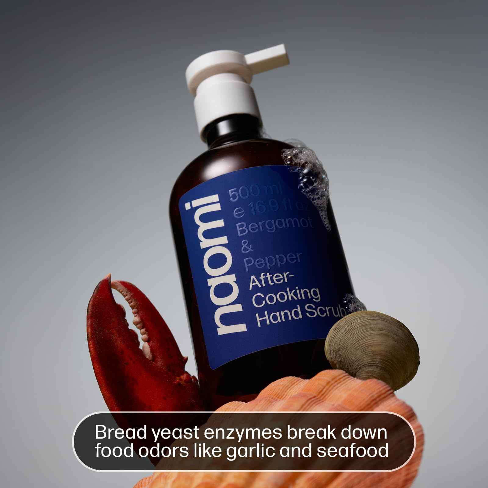 Naomi After-Cooking Hand Scrub | Exfoliating Hand Wash | Odor Neutralizing Kitchen Soap (Bergamot & Black Pepper)