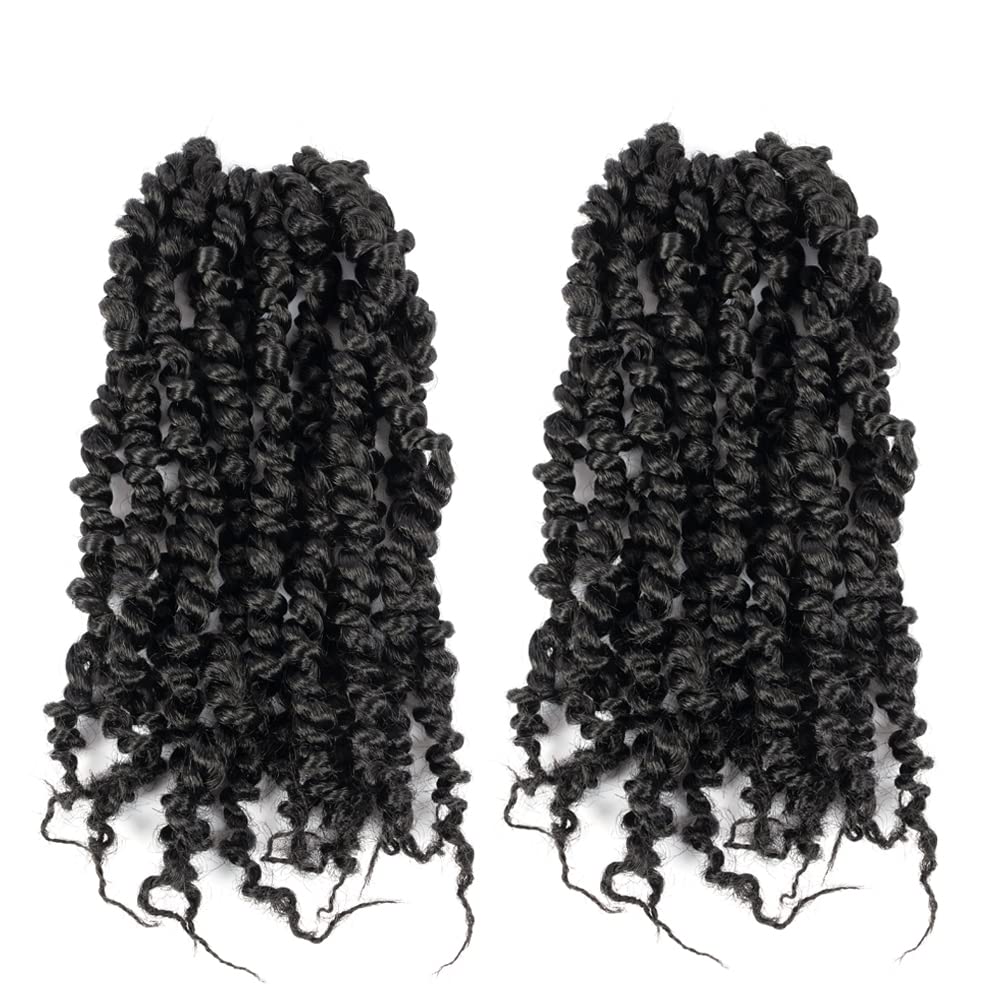 10 Inch Passion Twist Crochet Hair, Short Pre Twisted Passion Twist Crochet Hair Synthetic Passion Twist Braiding Hair Prelooped Crochet Hair for Black Women (10 Inch, 1B#)