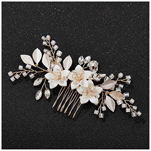 SWEETV Bridal Hair Comb with Crystals - Gold Wedding Hair Accessory