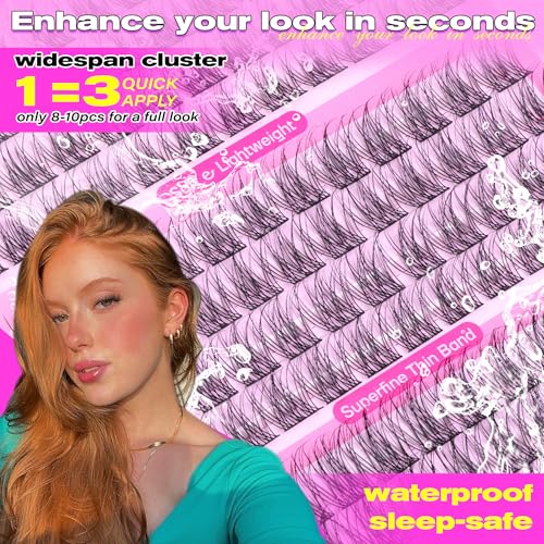 wiwoseo Natural Lash Clusters Wispy Eyelash Clusters Russian Lashes Clusters Lashes Natural Look Eyelashes Cluster Eyelash Extensions Individual Lashes for Beginners (10-14MM)