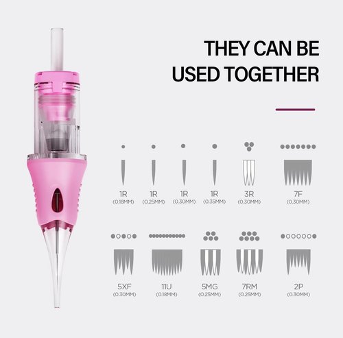 CHUSE V6 Professional Permanent Makeup PMU Cartridges Needles for Linework, Hairstrokes, Eyebrows, Lips, and Eyeliners - Nano Square Tapered Tip - Box of 10