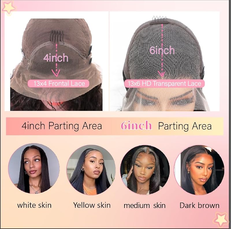 UKOWN 13x6 Lace Front Wig - 28 Inch Straight Human Hair, 200 Density