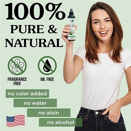 Earth's Daughter Premium Organic Aloe Vera Gel from Fresh Cut 100% Pure Organic Aloe leaves ? TopQuality Fast Absorbing for Face, Skin, Hair & Body ? Vegan, Unscented, Natural - 8 Oz USA Made