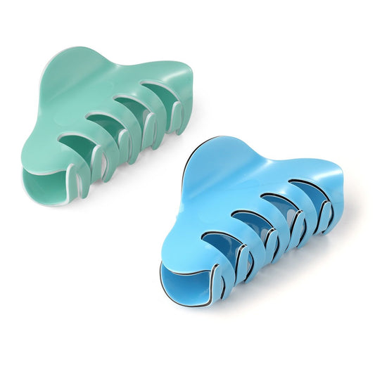 Liasun 3.3" Jelly Color Hair Claw Clip-Acrylic Strong Holding Power Hair Clips Hairgrip for Women and Girls Hair Barrettes for Medium or Long Hair (Blue+Green)