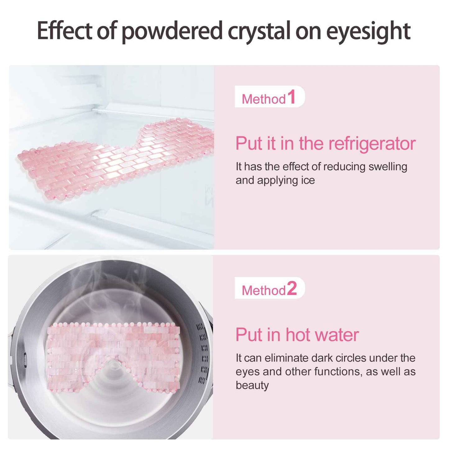 gemshan Jade Eye Mask, Rose Quartz Facial Mask Gemstone Cooling Reduce Eye Puffy Mask Anti Aging Therapy Hot or Cold Using