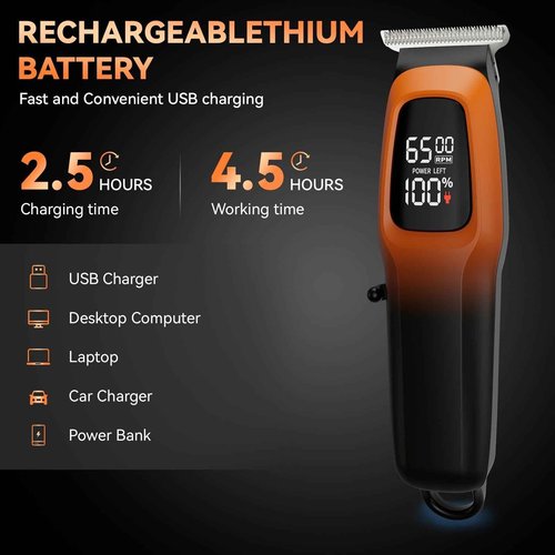 SIDHGN Professional Hair & Beard Trimmer, Zero Gapped (Orange)