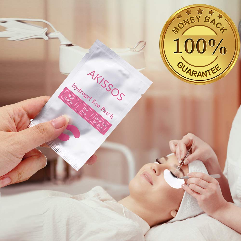 Hydrogel Eye Patch Eyelash Extension Supplies - Akissos 100 PCS Lash Extension Supplies Lift Tint Under Eye Pads Undereye Gel Patches Lint Free Professional Individual DIY Beauty Tool - 3nd Gen