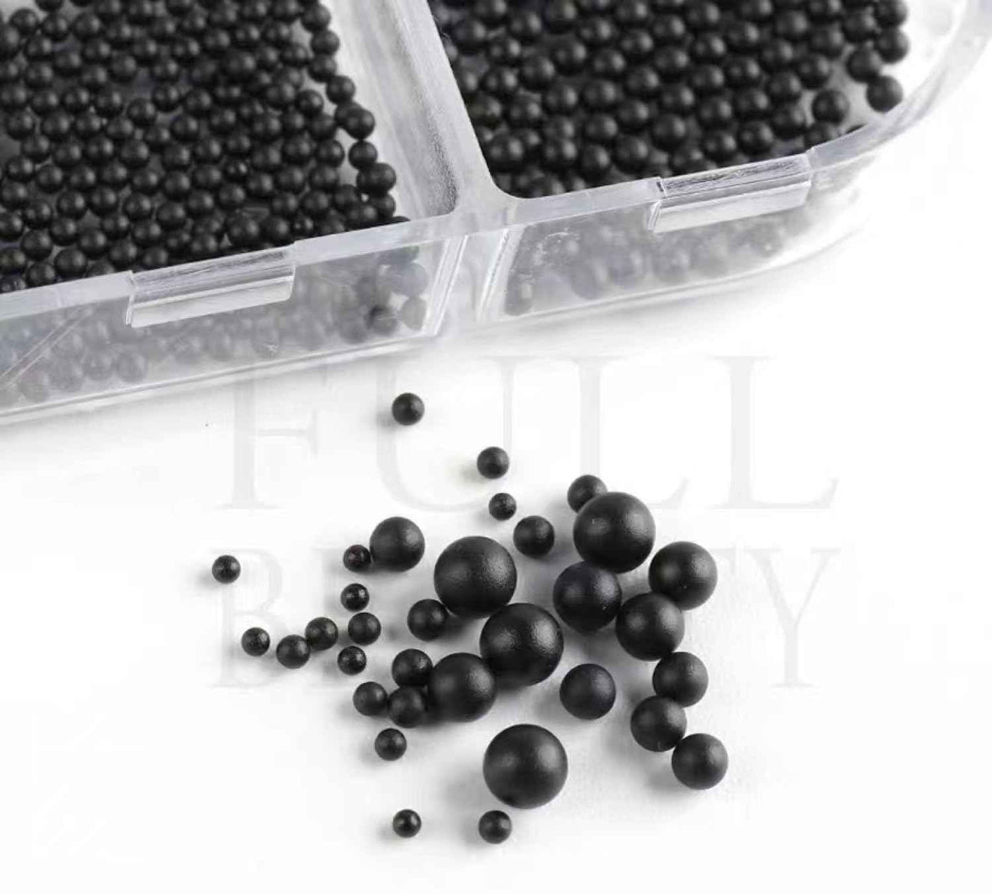 Chunmeng 12 Grids Art Charms Metal Beads 3D Caviar Small Steel Ball Nail Accessories Nail Art Metal Mini 3D Mixed Sizes DIY ons Accessories （Black）