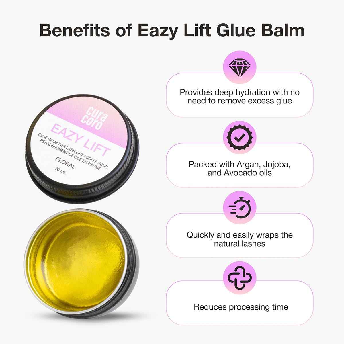 Curacoro Eazy Lash Lift Glue Balm 20ml, Nourishing Lash Lift Adhesive for Eyelash Curling & Lamination | Hydrating, Long-Lasting Lash Lift Balm