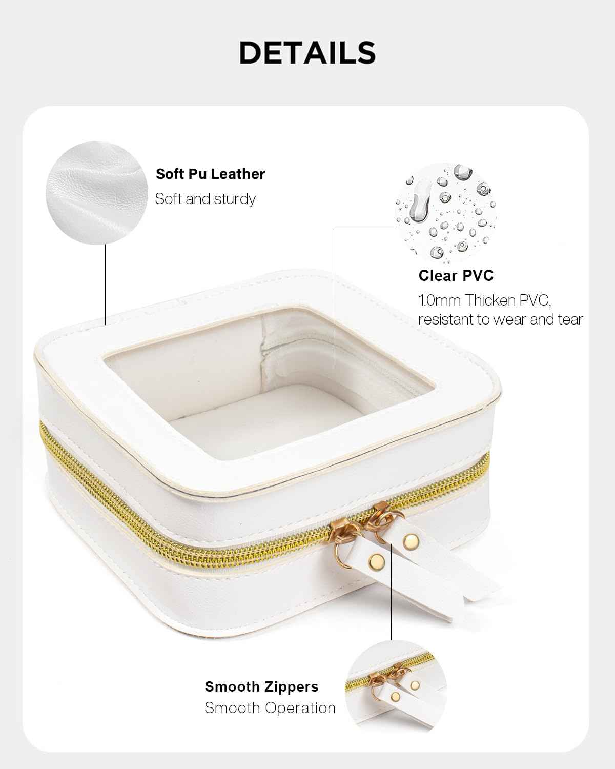 LETGO Mini Makeup Bag,Clear Makeup Bag Cute Travel Makeup Case Pouch Purse Essentials Car Accesories for Women,Travel Essentials Organizers (White, Mini)