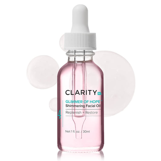 ClarityRx Glimmer of Hope Shimmering Restorative Face Oil, Natural Plant-Based Moisturizing Facial Treatment with Coconut, Rose & Jojoba for Dry & Aging Skin (1 fl oz)