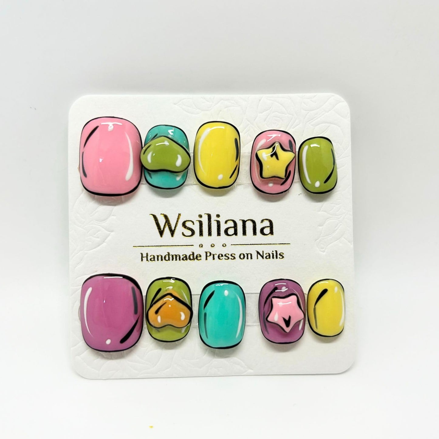 Wsiliana Nails Handmade Press On Nail Short Round (017 L)