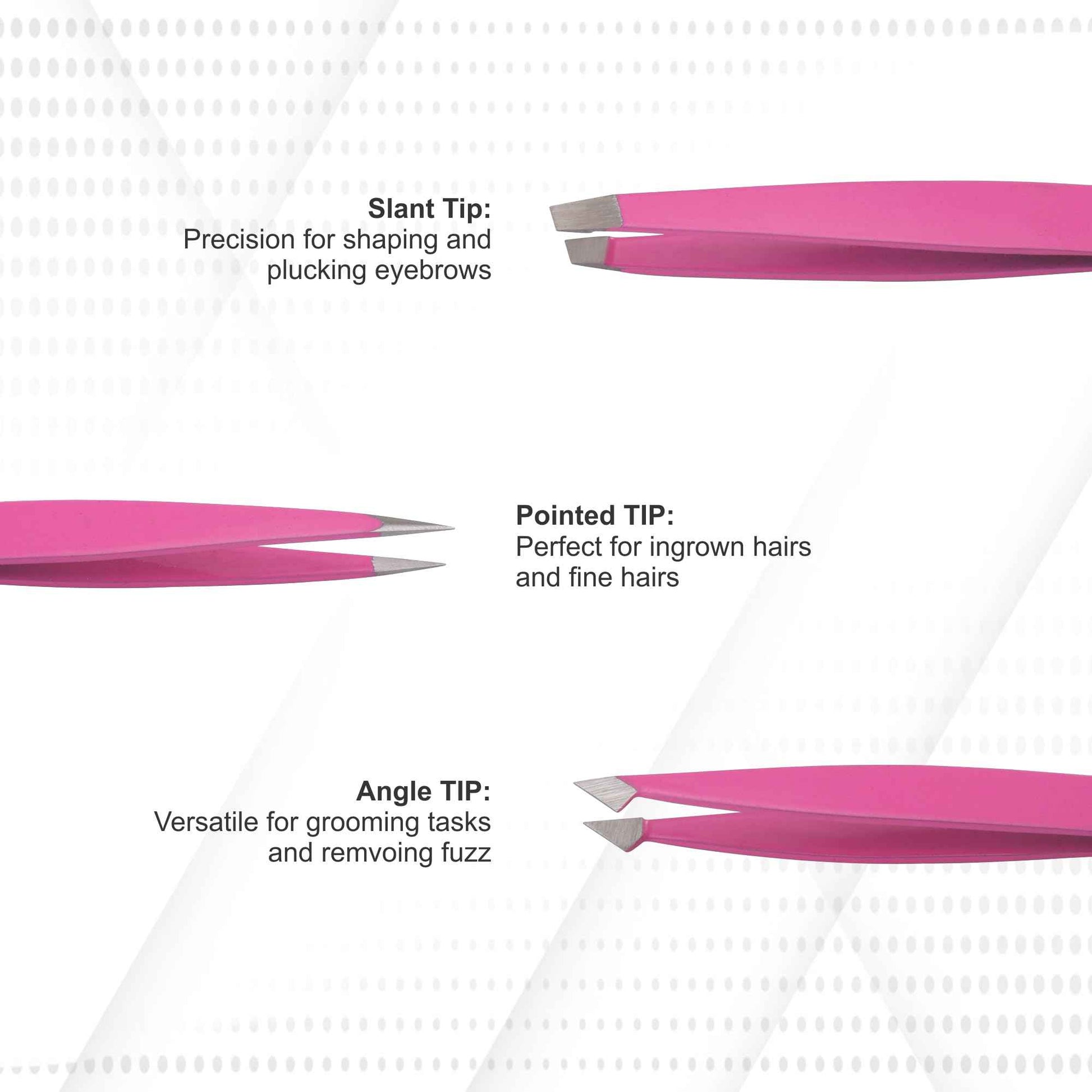 Jimy Eyebrow Tweezers - High Precision Slant Tips Tweezers, Superior Grip, Stainless Steel Tweezers for Women Facial Hair, Sleek Design for Ingrown Hair (Pack Of 3)