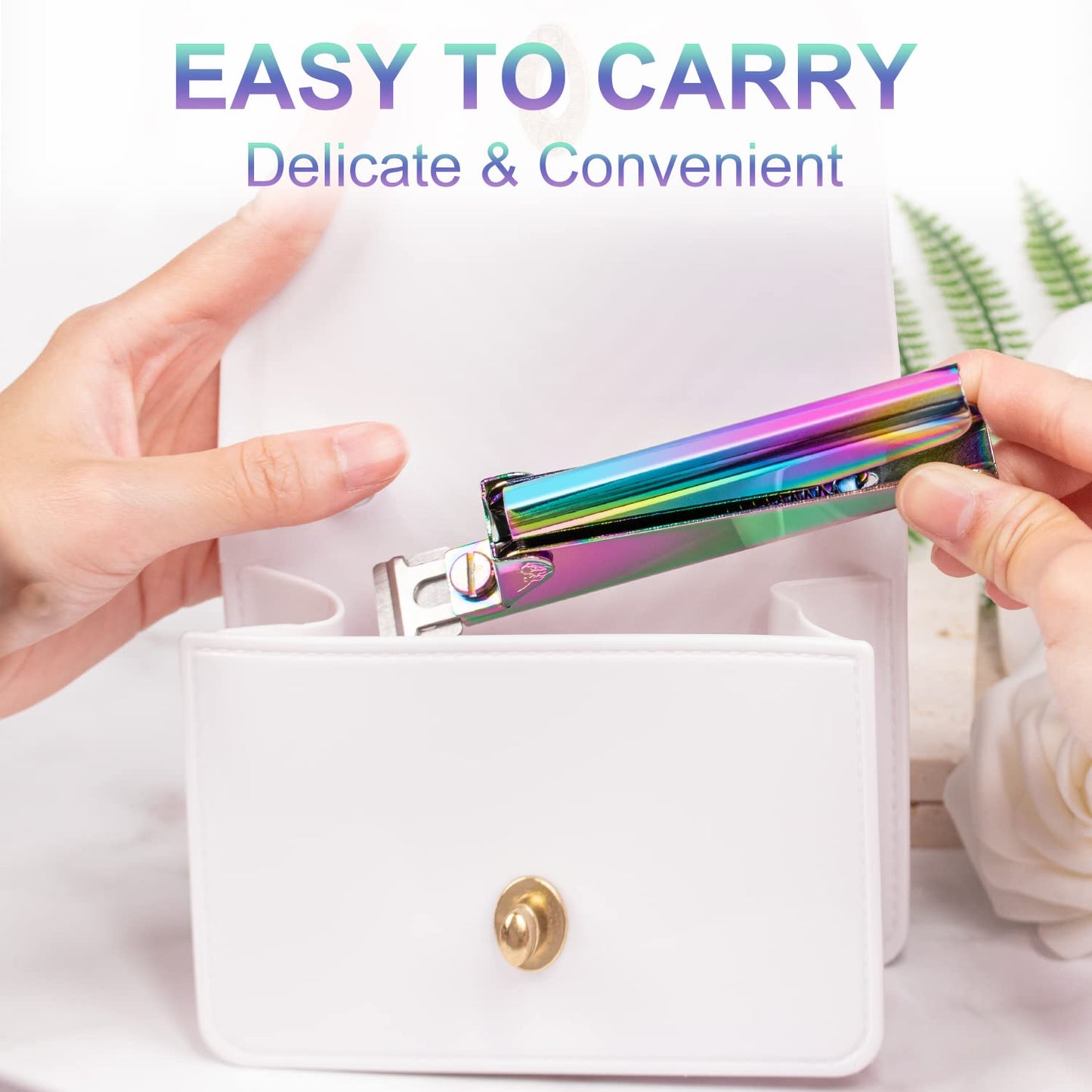 Nail Clippers for Acrylic Nails, Chameleon Premium Metal Acrylic Nail Clippers, Stainless Steel Rainbow Color Trimmer, False Fake Nail Tips French Shape Acrylic Nail Cutter for Salon Home Manicure