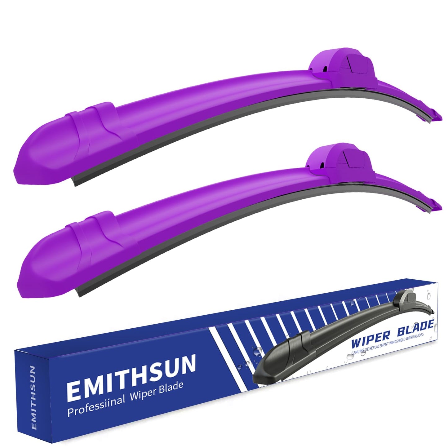 EMITHSUN OEM QUALITY 22" + 22" Premium All-Seasons Stable And Quiet Purple Windshield Wiper Blades (Set of 2)