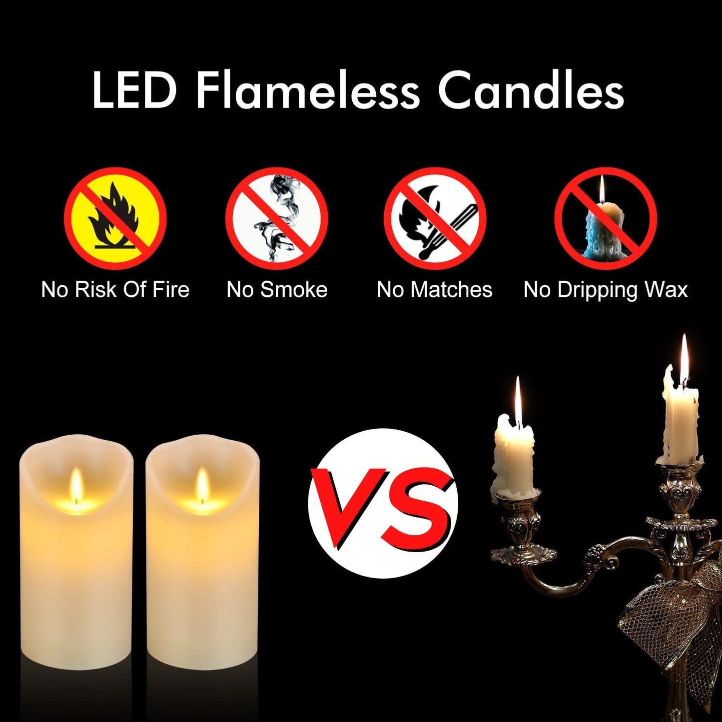 antizer Flameless Candles 6" Set of 2 Ivory Dripless Real Wax Pillars Include Realistic Dancing LED Flames and 10-Key Remote Control with 24-Hour Timer Function 400+ Hours by 2 AA Batteries