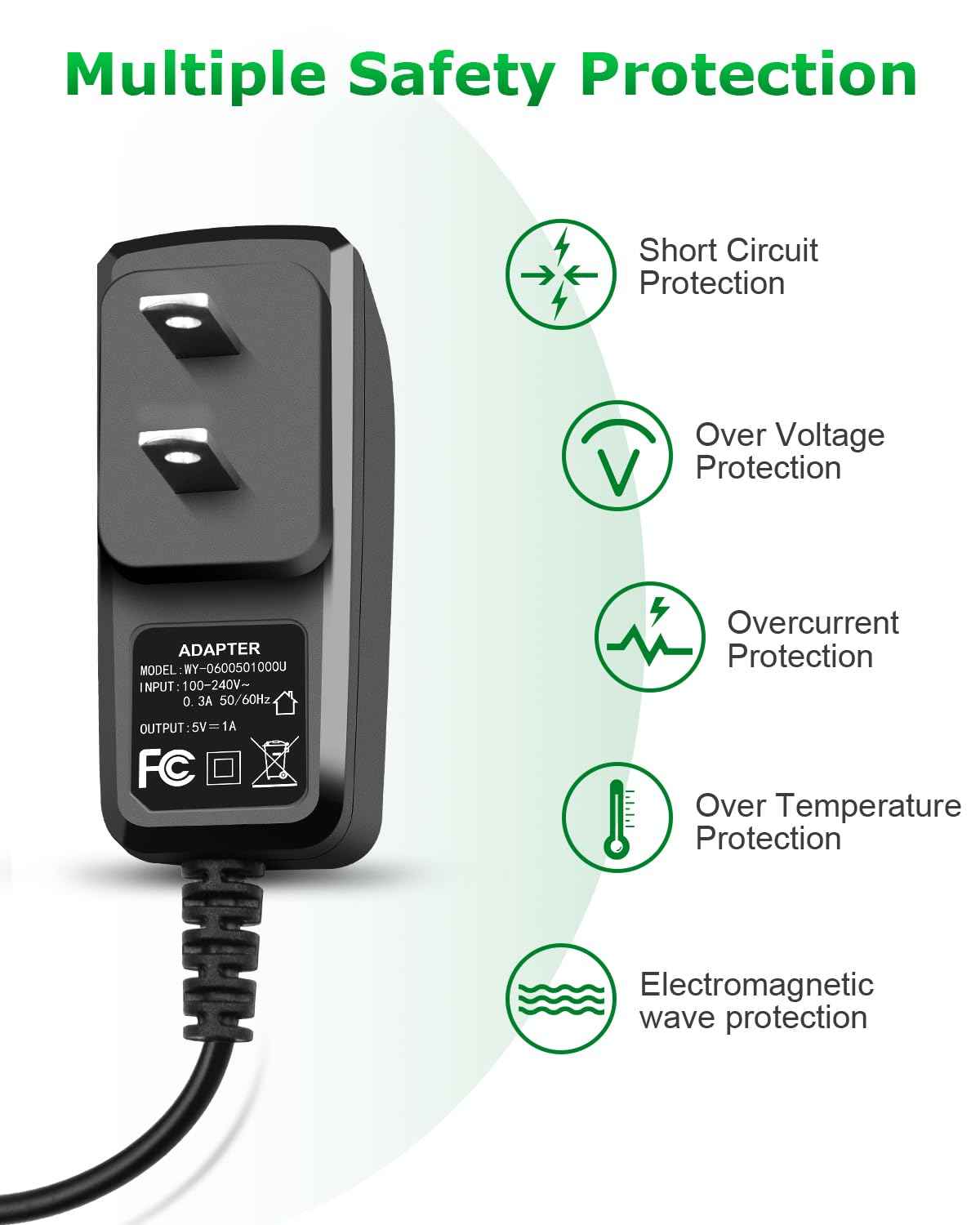 5V 1A Charger for Andis 17150 17165 Shavers Charger ProFoil Lithium TS-1 TS-2, 5V 1A Adapter for Andis ProFoil Shaver Power Cord Compatible for Electric Shaver 5FT/1.5M Black