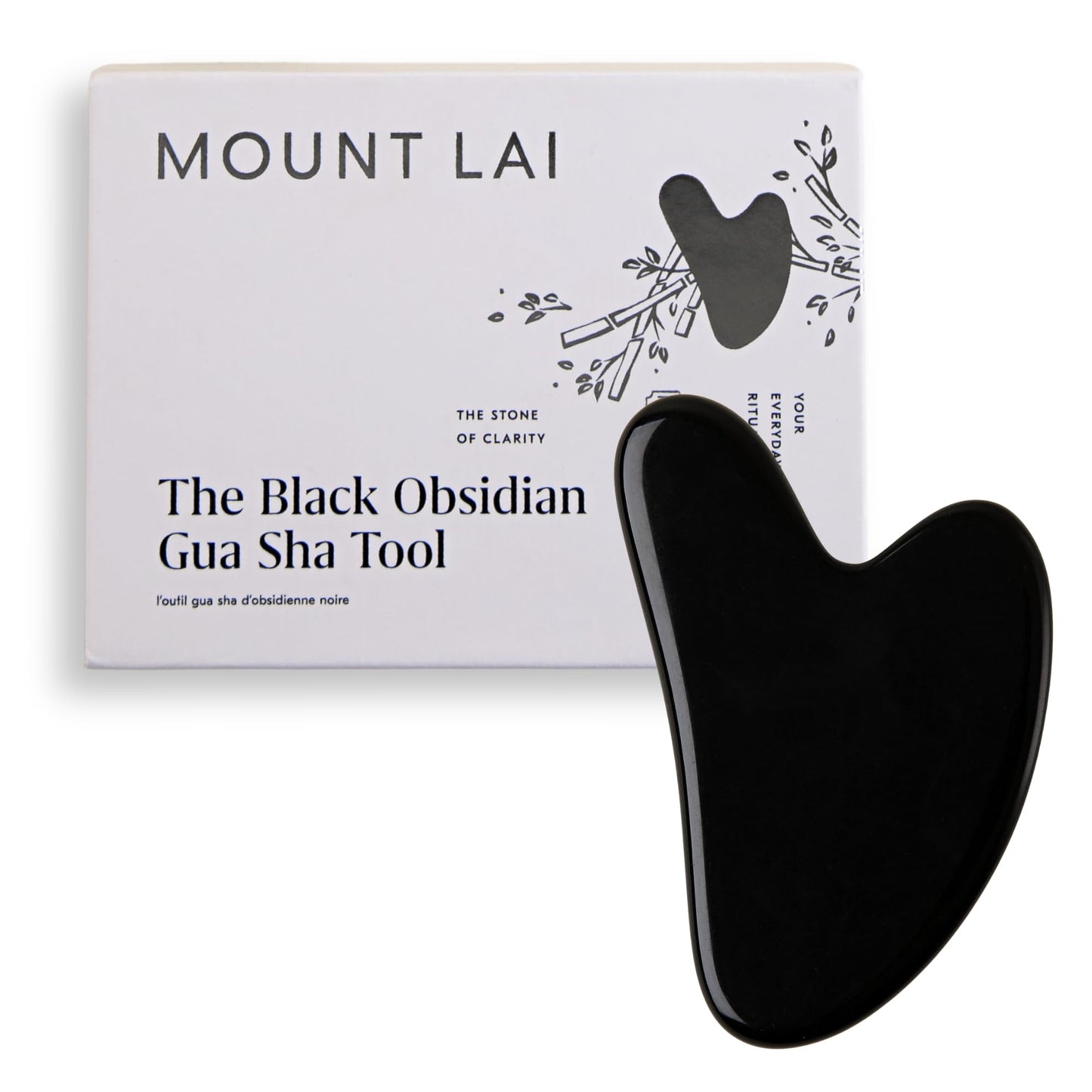 Mount Lai Obsidian Gua Sha Facial Tool – The Stone of Transformation – 100% Genuine Black Obsidian Stone Face Sculpting Tool for Lymphatic Drainage, Puffiness Reduction & Jaw Tension Relief