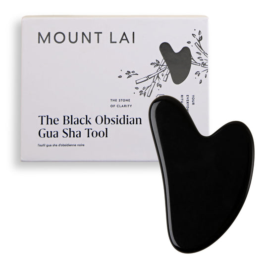 Mount Lai Obsidian Gua Sha Facial Tool – The Stone of Transformation – 100% Genuine Black Obsidian Stone Face Sculpting Tool for Lymphatic Drainage, Puffiness Reduction & Jaw Tension Relief