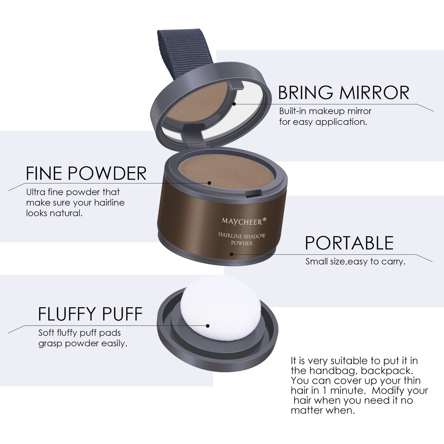 FREEORR Root Touch Up Powder for Thinning Hair - Hairline Shadow Powder for Gray Hair Coverage, Brown