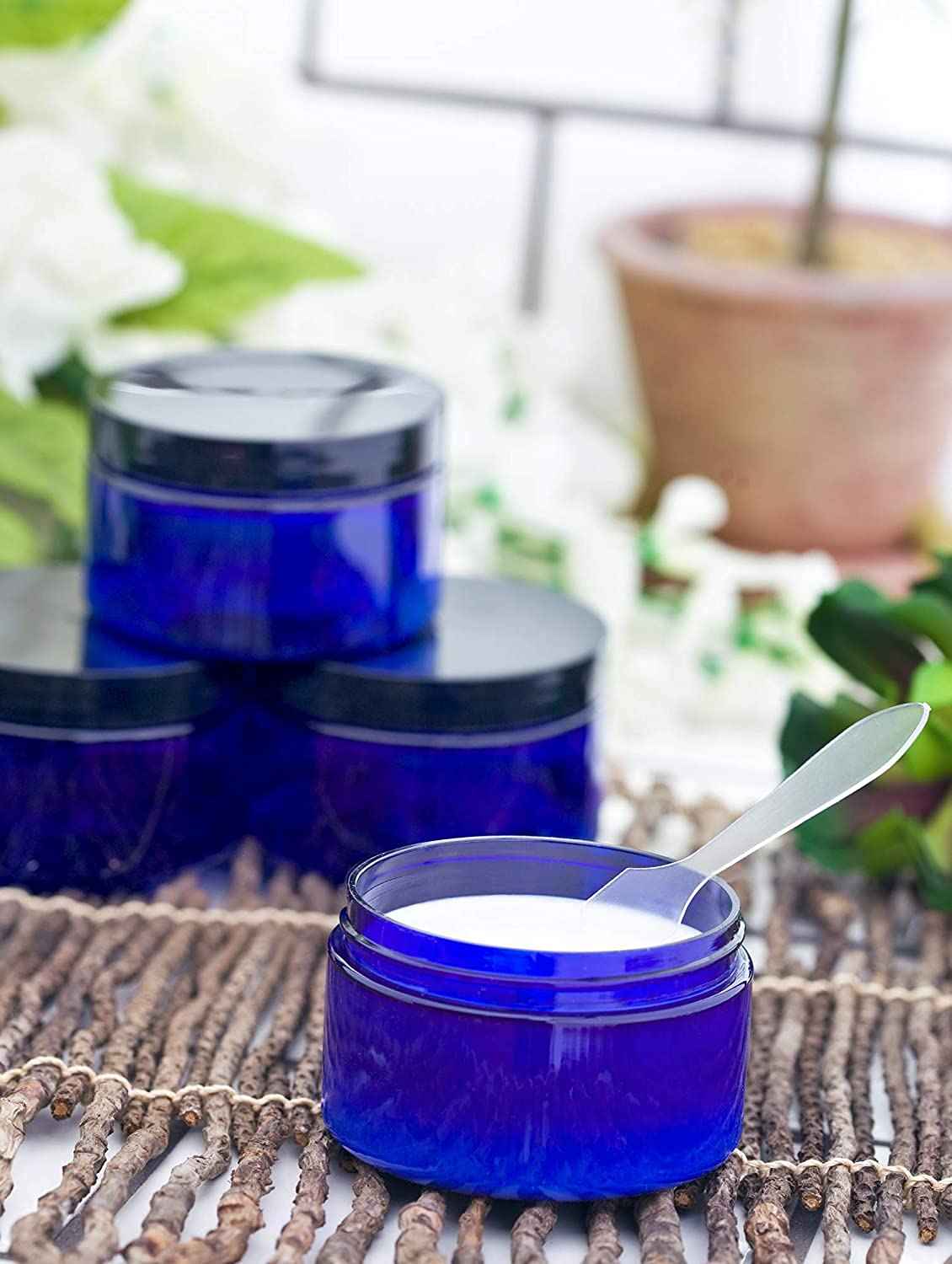 12 oz Cobalt Blue PET Plastic Refillable Low Profile Jar (6 pack)