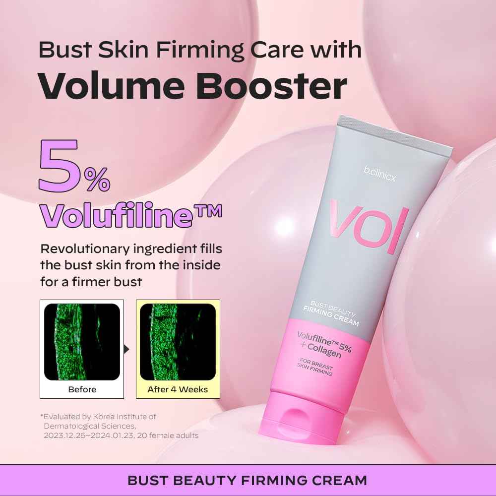 b.clinicx Beauty Firming Cream (5.07 fl oz / 150ml) - Skin Firming and Tightening Lotion, Firming Body Lotion, Lift Cream for Body with Volufiline™ 5% and Collagen, Korean Skin Care