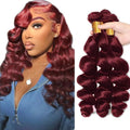 #99J Burgundy Loose Deep Wave Human Hair Bundles 3 Pack