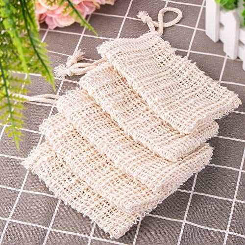 Yoseng 10 Pack Soap Exfoliating Bag Natural Soap Saver,Natural Fiber Soap Bags for Foaming and Drying The Soap, Organic Soap Bag With Pouch Holder for Shower Bath