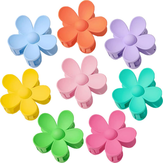 8PCS Hawaiian Flower Hair Clips for Women, Preppy Plumeria Hibiscus Hair Clips, Cute Dasiy Claw Clips for Thick Thin Hair, Summer Beach Essentials Hair Clips for Girls 8 Colors