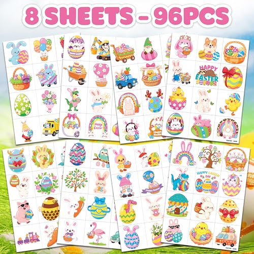 96 PCS Easter Temporary Tattoos for Kids - Party Favors
