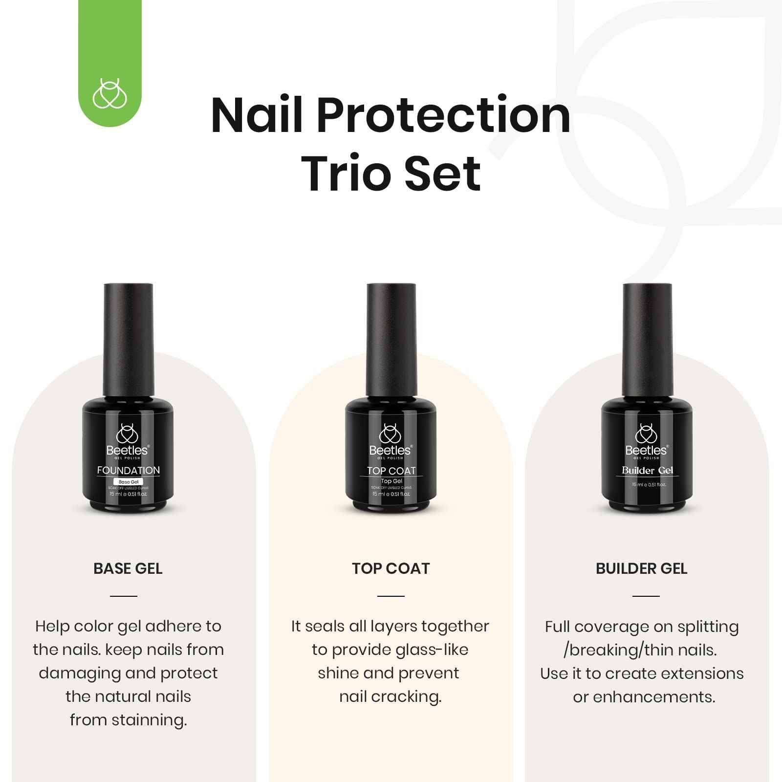 Beetles Holiday Gel Nail Polish Set - 6 Colors,and 3 Pcs 15ml No Wipe Gel Top Coat, Base Coat Set