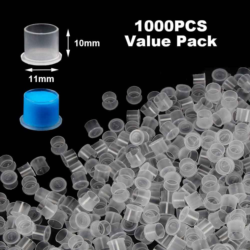 1000Pcs Tattoo Ink Caps with Base - Gakonp 11mm Tattoo Ink Cups Disposable Ink Caps Plastic Pigment Cups for Tattoo Supplies