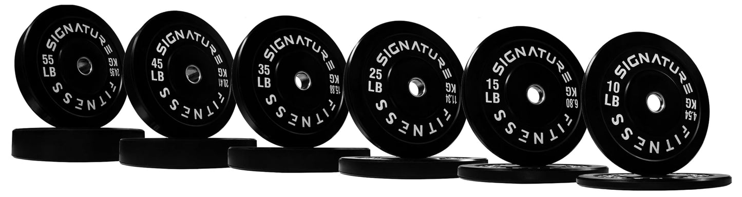 Signature Fitness 2" Olympic Bumper Plate Weight Plates with Steel Hub, 35LB, Pair