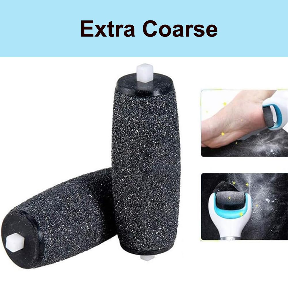 7 Extra Coarse & 7 Regular Coarse Replacement Roller Refill Heads Compatible with Perfect Electronic Foot File with Diamond Crystals