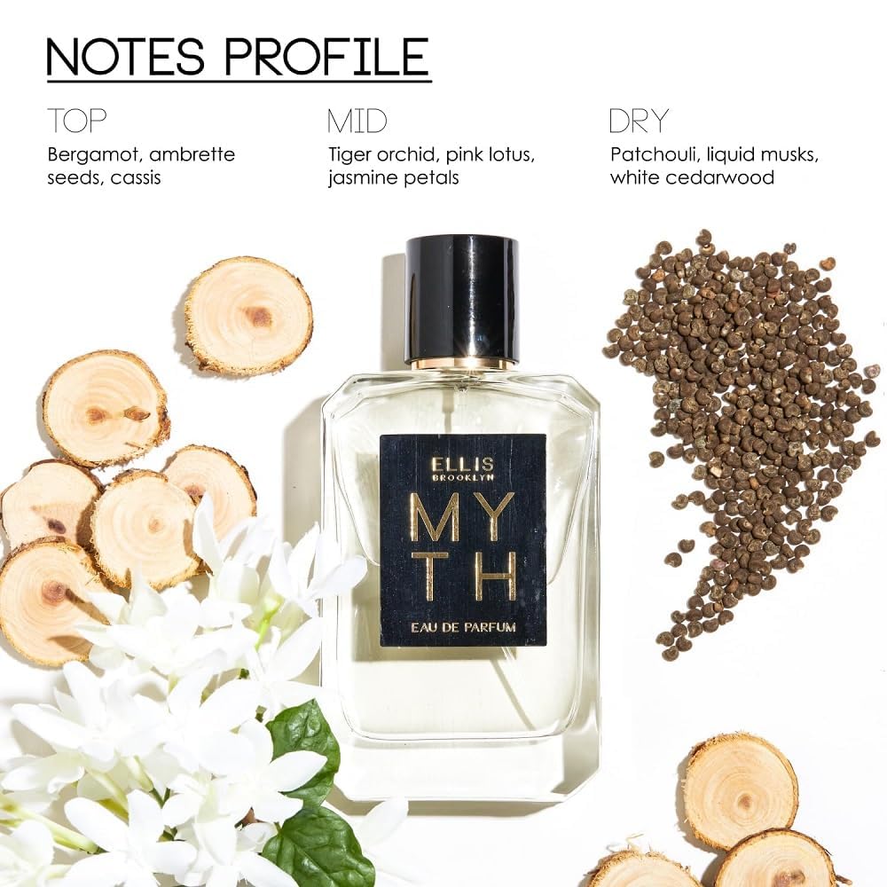 Ellis Brooklyn MYTH Eau De Parfum - Musk Perfume For Women with Bergamot, Tiger Orchid, Jasmine Musks, & Patchouli, Vegan Perfume Made In The USA