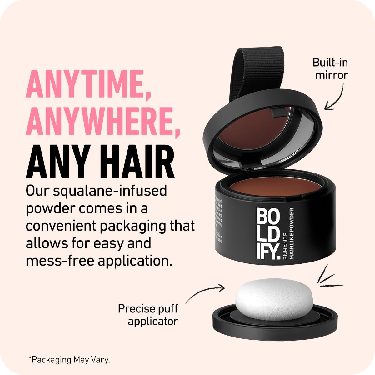 BOLDIFY Hairline Powder Instantly Conceals Hair Loss, Root Touch Up Hair Powder, Hair Toppers for Women & Men, Hair Fibers for Thinning Hair, Root Cover Up, Stain-Proof 48 Hour Formula (Dark Auburn)