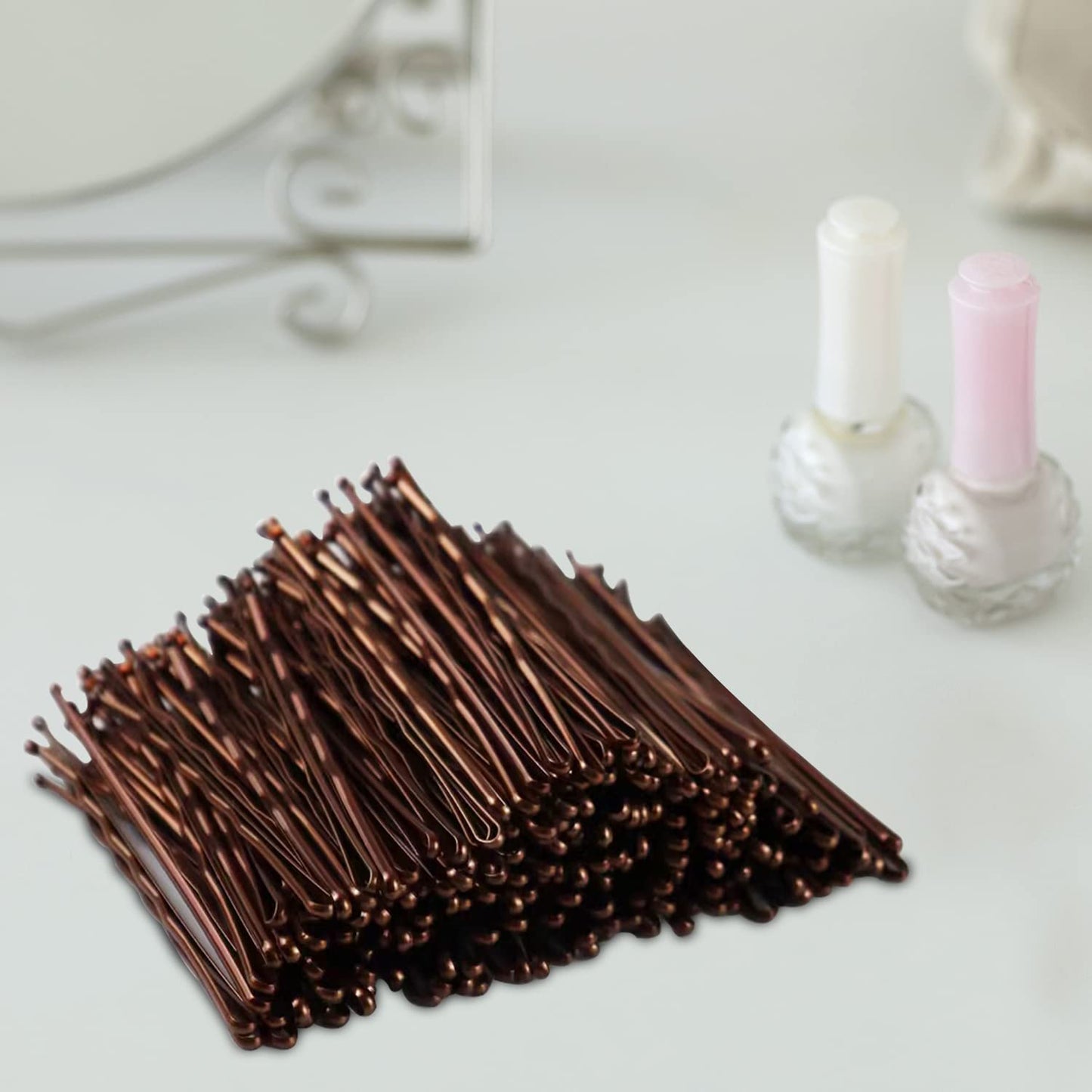 2.75" Large Bobby Pins Brown 240PCS Extra Long Bobby Pins for Thick Hair Waved Hair Pin for Styling with Box