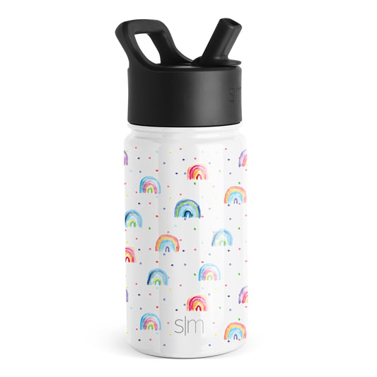 Simple Modern Kids Water Bottle with Straw Lid | Insulated Stainless Steel Reusable Tumbler for Toddlers, Girls | Summit Collection | 14oz, Rainbow Dream