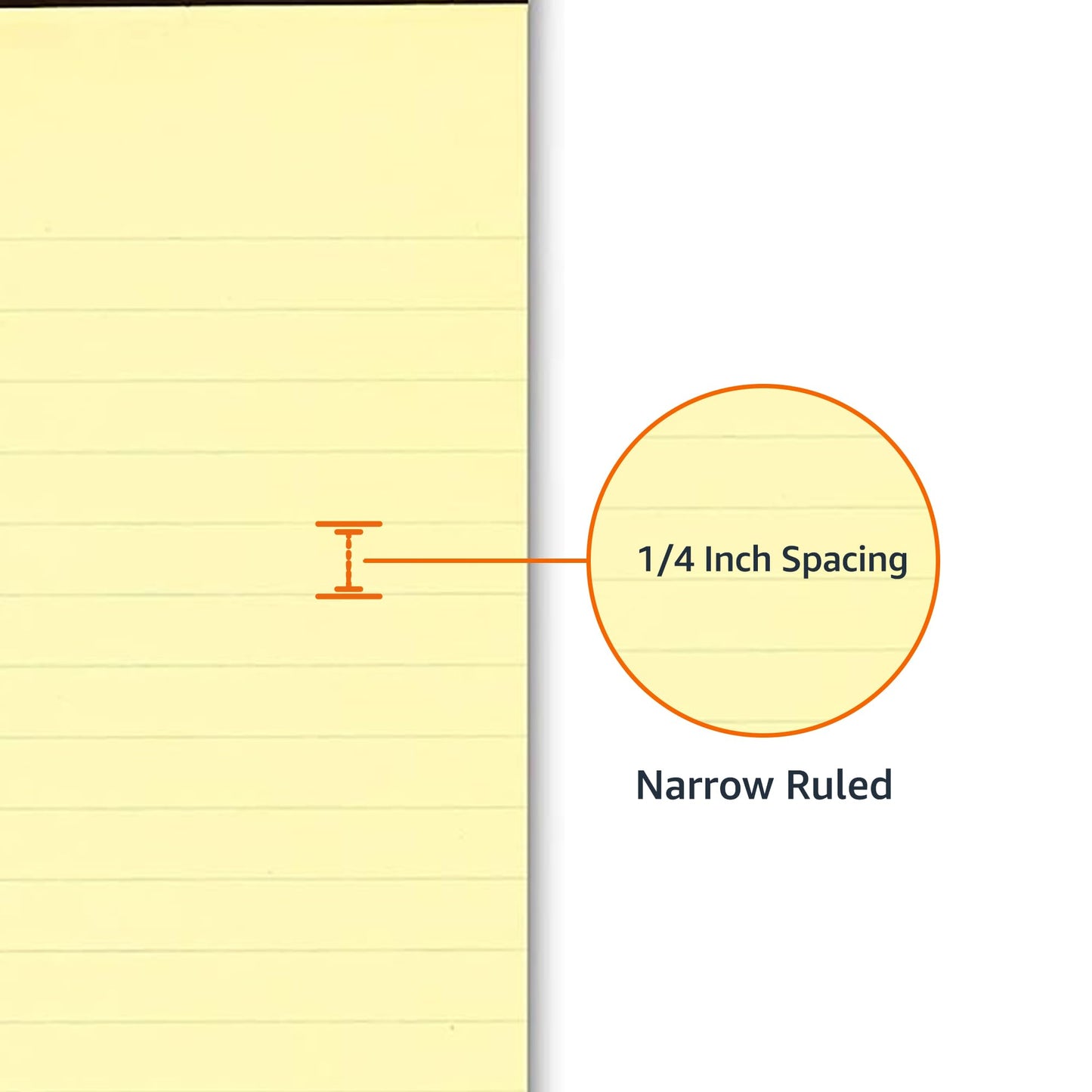 Amazon Basics Narrow Ruled Lined Writing Note Pad, 5 inch x 8 inch, Canary, 12 Count ( 12 Pack of 50 )