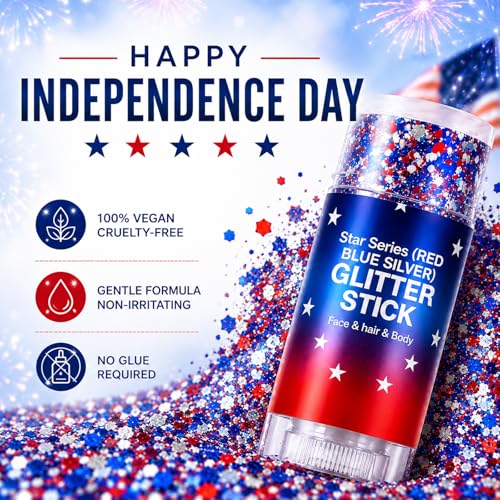 Red White Blue Chunky Glitter Stick – Patriotic Makeup