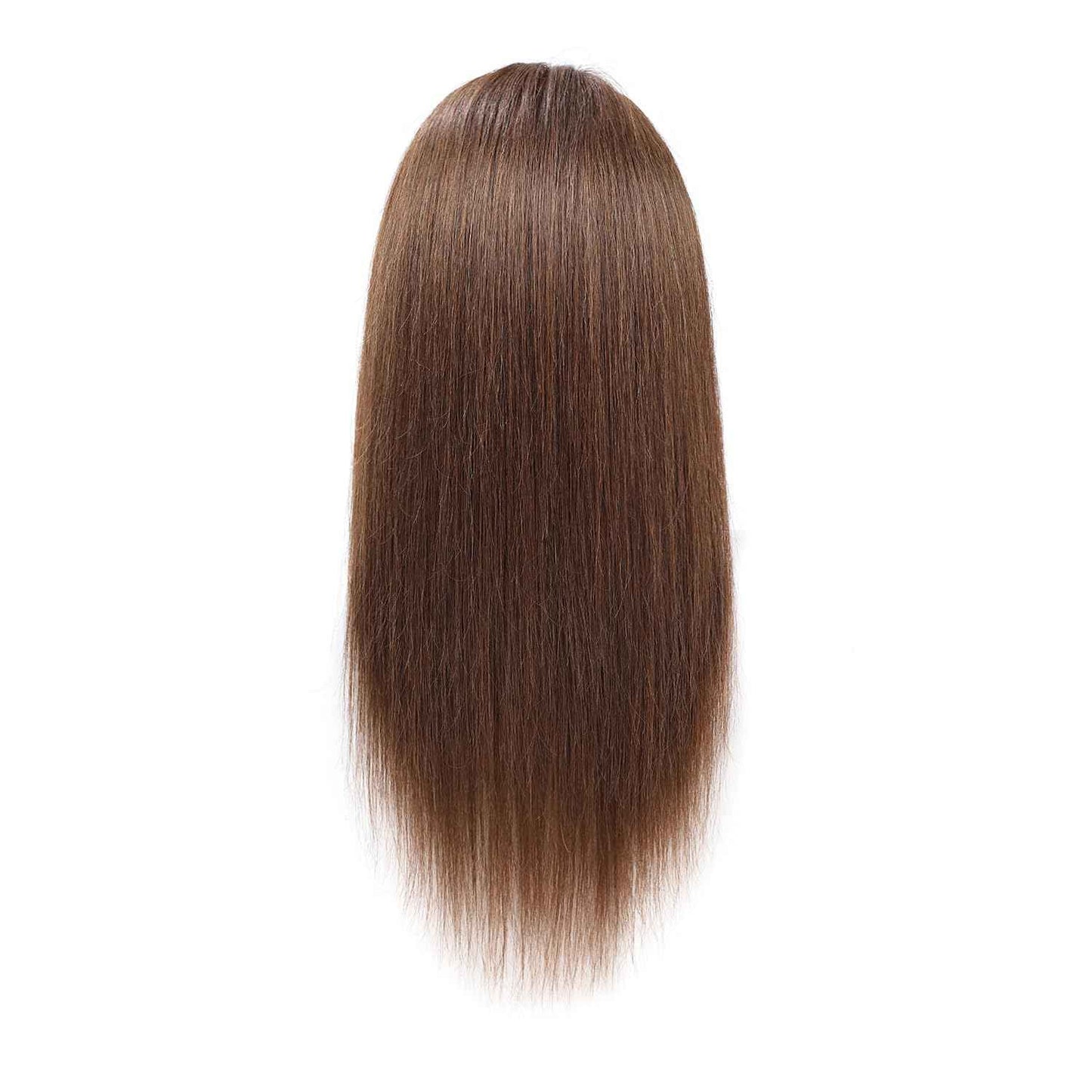 100% Human Real Hair Mannequin Head with 9 Tools and Clamp, Hairdressers' Practice Training Manikin Head and Cosmotology Doll Head for Hairstyling and Braid - Dark Brown