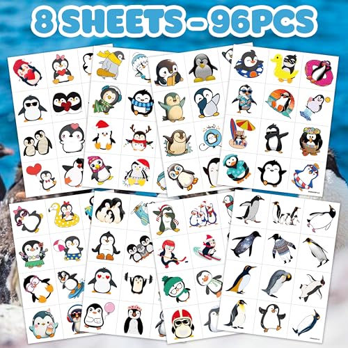 96 Penguin Temporary Tattoos for Kids - Party Favors
