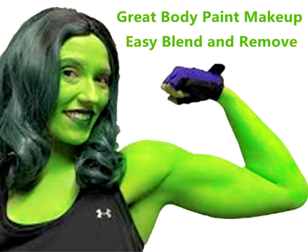 Go Ho Light Green Face Body Paint Washable(2.37oz),Water Based Cream Green Face Paint,Hulk Gamora Grinch Makeup,Green Body Paint for SFX Cosplay Costumes Festivals Halloween&St. Patrick's Day