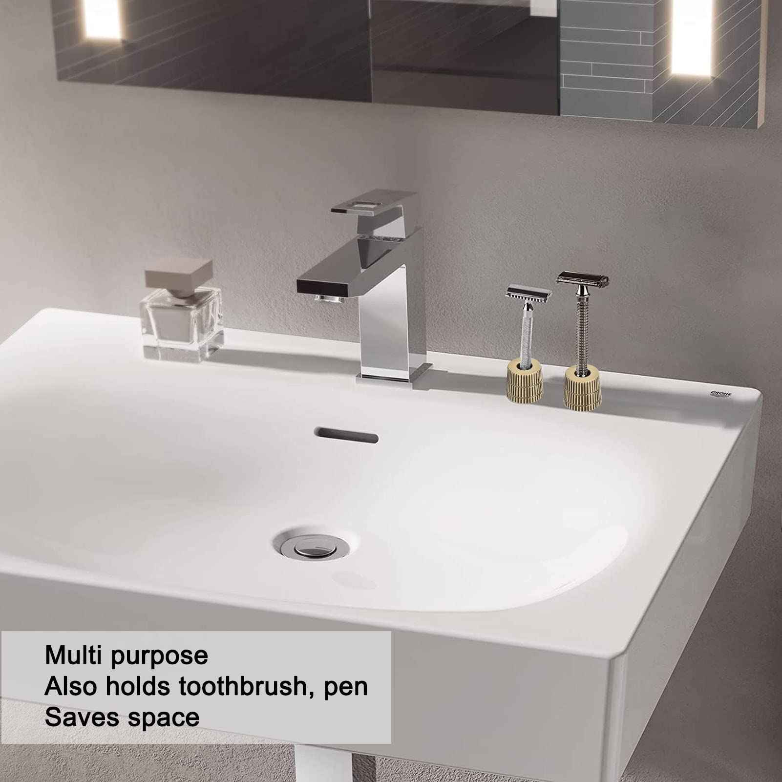 Brrnoo Metal Shaving Stand Base, Shaving Stand, Men Shaving Stand Double Edged Holder for Men Women, Safety Holder Base Shaver Accessories