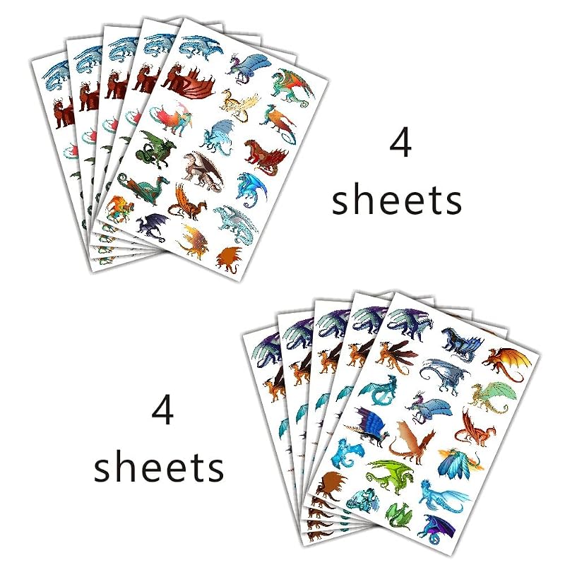 Wings of Fire Temporary Tattoos for Kids (8 Sheets)