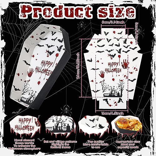 Halloween Coffin Paper Trays, 36-Pack Disposable Food Holders