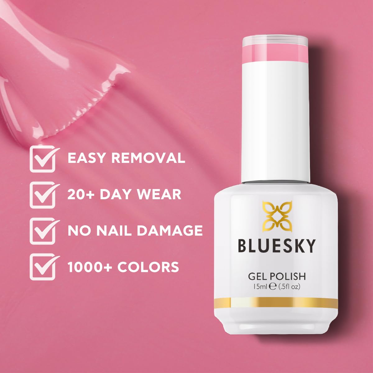 BLUESKY Gel Polish for Nails Color Pink Fragrant, Salon Manicure Single Bottle, Long Lasting&Chip Resistant,15ml,80511P/ROSEBUD