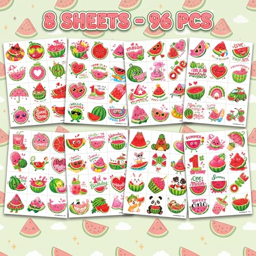 96 Watermelon Temporary Tattoos for Kids | Summer Party Favors