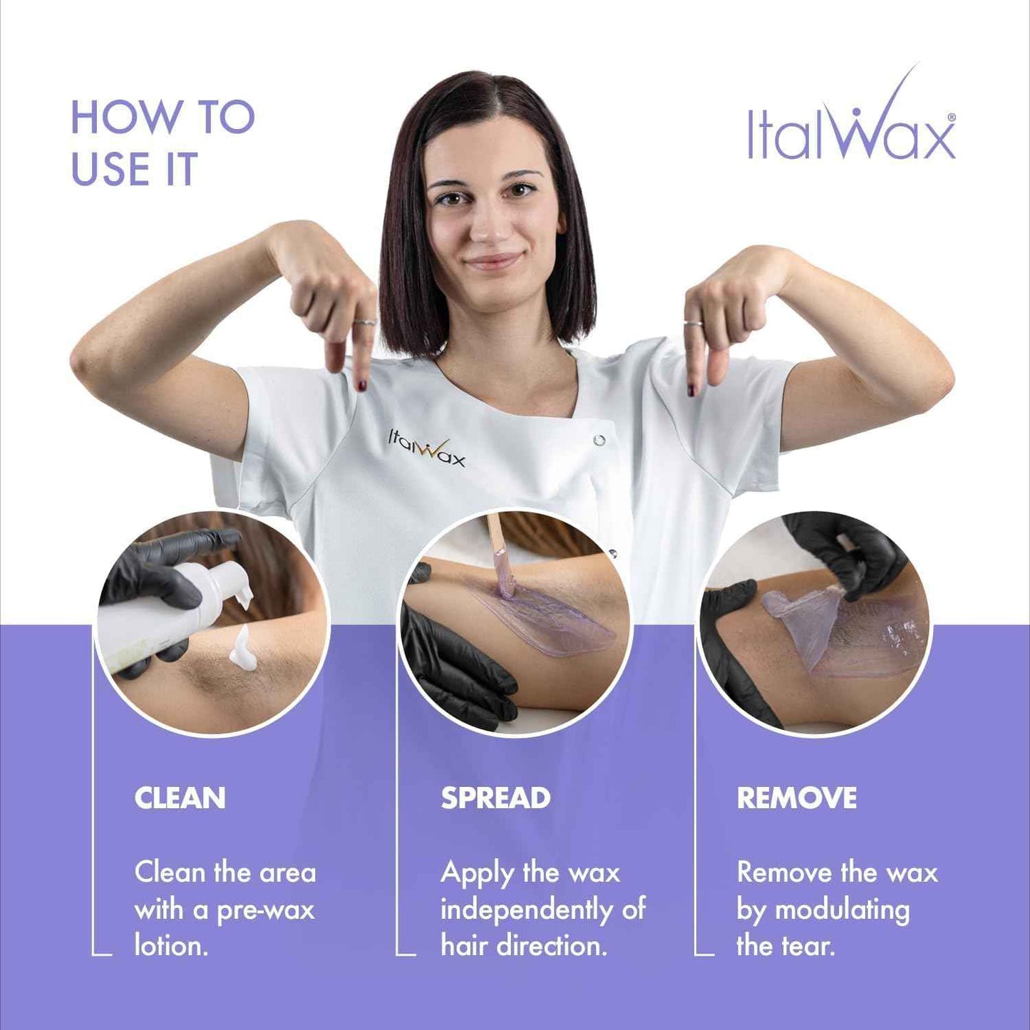 Italwax Top Line Orchid - 750g / 1.65lb - Hard wax beads for hair removal - Orchid fragrance - Synthetic formulation ideal for sensitive skins - Recommended for Bikini Area and Armpits